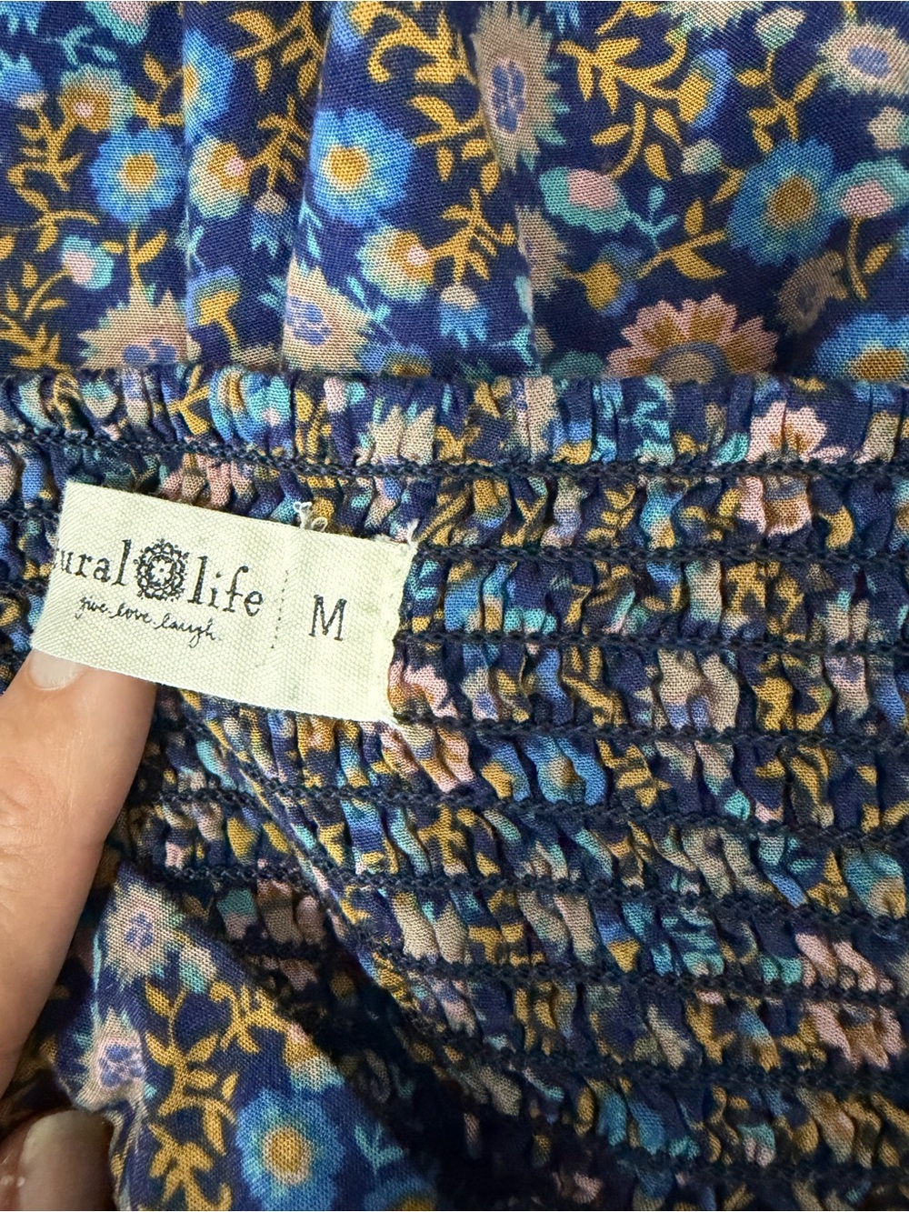 Natural Life Floral Wide Leg Pants With Ruffle Bottom Blue Medium - Picture 4 of 10